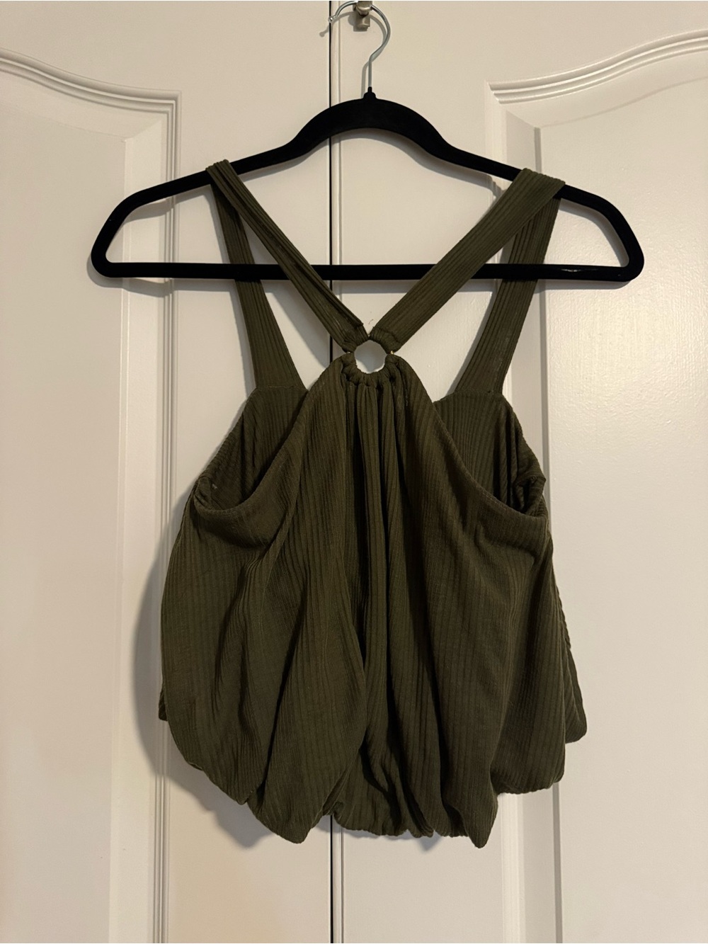 Free People Olive Green Ribbed Ring-Back Women’s Tank Top
